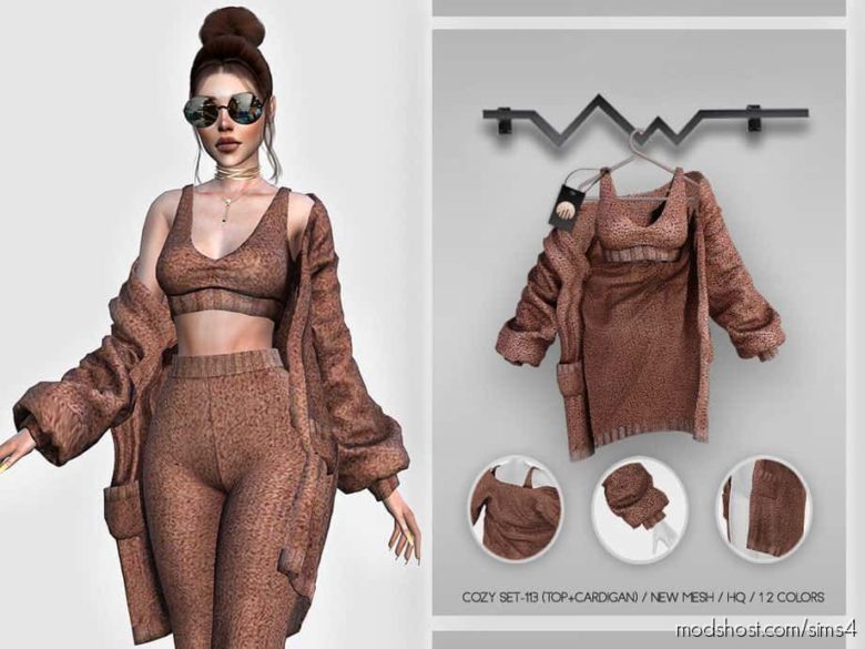 Cozy SET-113 (Top+Cardigan) for The Sims 4
