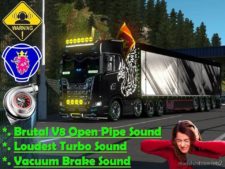 V8 Open Pipe Brutal Sound Mod for Euro Truck Simulator 2
