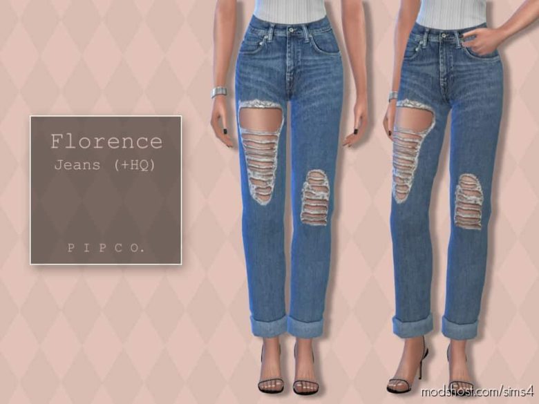 Florence Jeans (Rolled) for The Sims 4
