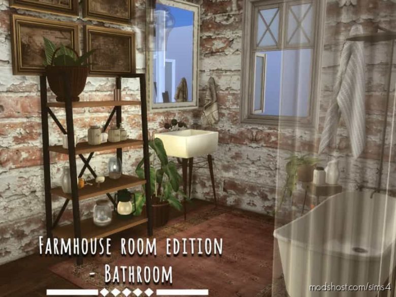 Farmhouse Bathroom for The Sims 4