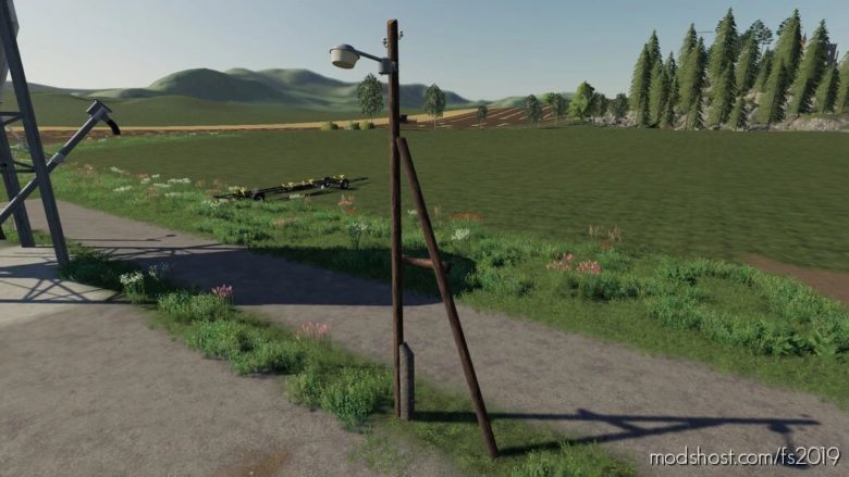 Street Lights ON Wooden Poles for Farming Simulator 19