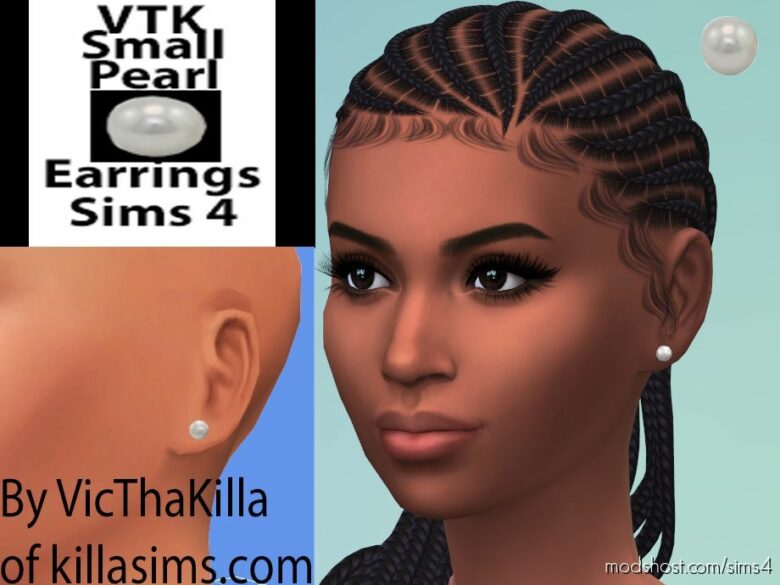 Adult Female Small Round Pearl Earrings Accessories for The Sims 4