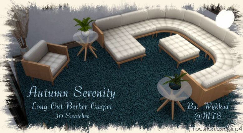 Autumn Serenity Long Berber CUT Carpet for The Sims 4