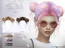 Cute Double Buns Short Hairstyle For Girls Marie for The Sims 4