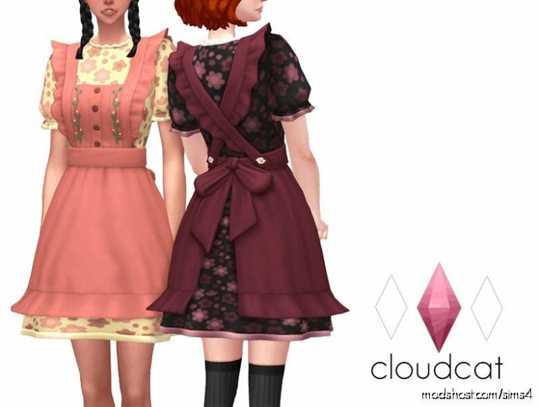 Cottagecore Maid Dress For Tf-Ef for The Sims 4