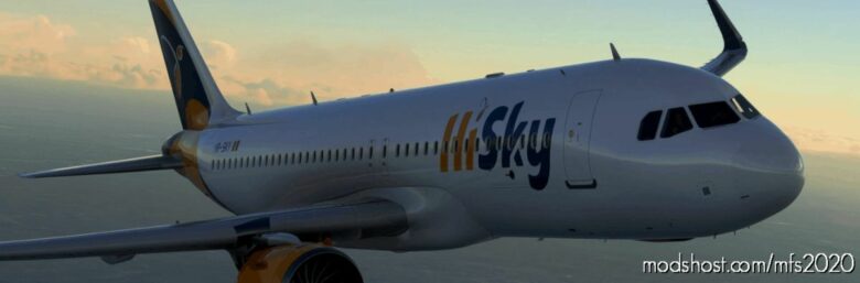 MSFS 2020 A32NX Livery Mod: A32NX HI SKY Yr-Sky 8K (Featured)