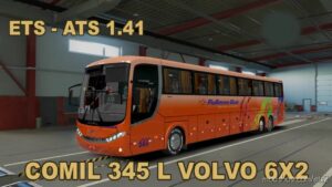 ETS2 Volvo Bus Mod: Comil 345 L Volvo 6×2 ATS E 1.41.X (Image #2)