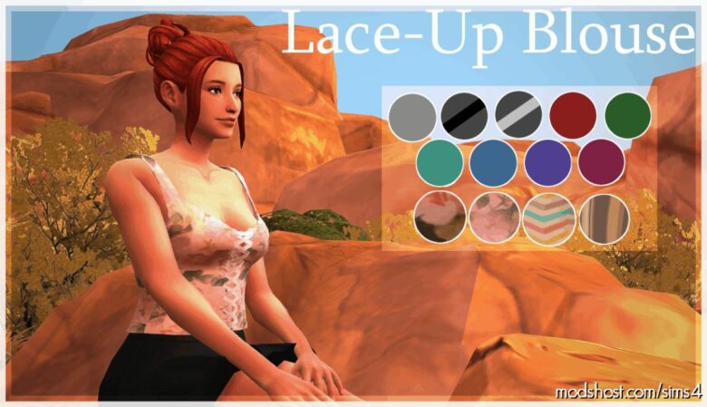 Lace-Up Blouse for The Sims 4