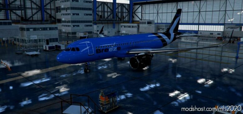 [A32NX] Airbus A320Neo Breeze Airways N3370BZ Gloss Color For The Light Blue Part | AS 8K Resolution for Microsoft Flight Simulator 2020