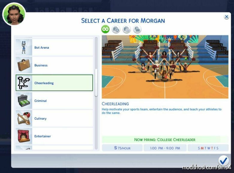 Cheerleading Career for The Sims 4