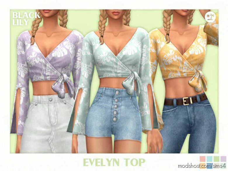 Sims 4 Clothes Mod: Evelyn TOP 2 (Featured)