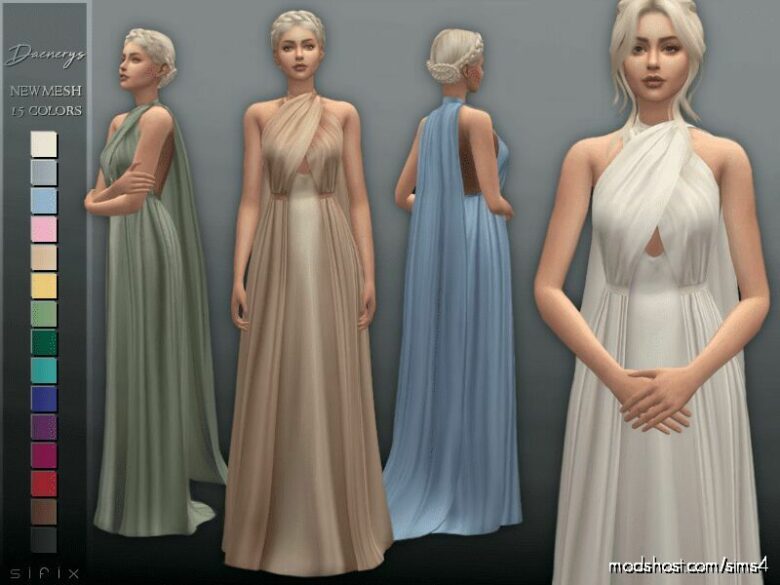 Sims 4 Female Clothes Mod: Daenerys Dress (Featured)