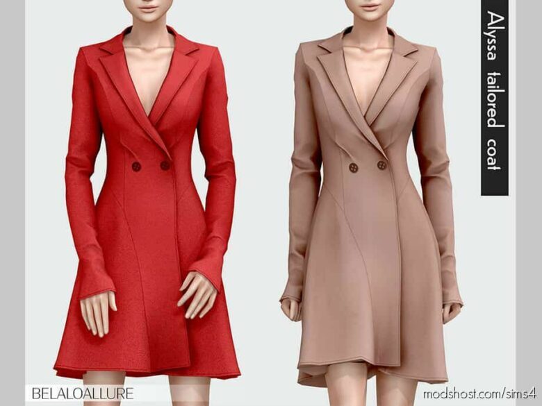 Sims 4 Female Clothes Mod: Alyssa Tailored Coat (Featured)