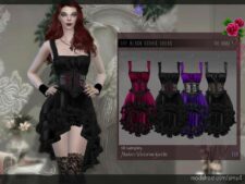 Modern Victorian Gothic Black Dress for The Sims 4