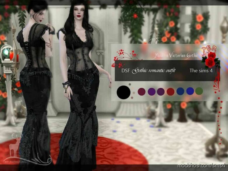 Modern Victorian Gothic Romantic Outfit for The Sims 4
