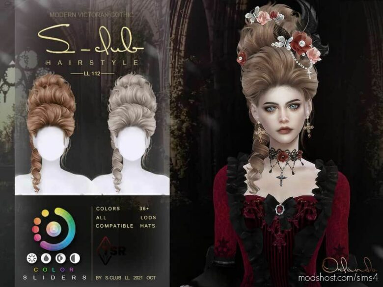 Modern Victorian Gothic Curly Hair Buns for The Sims 4