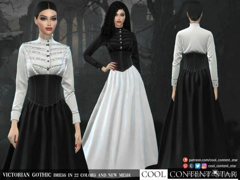 Sims 4 Female Clothes Mod: Victorian Gothic Dress (Featured)