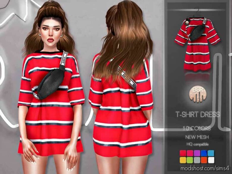 Sims 4 Elder Clothes Mod: T-Shirt Dress (Featured)