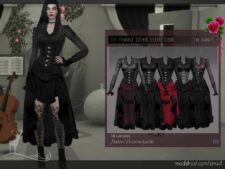 Modern Victorian Female Gothic Outfit Cisne for The Sims 4
