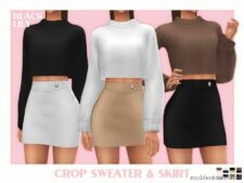 Crop Sweater & Skirt for The Sims 4