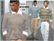 White Shirt With Knitted Sweater For MEN for The Sims 4