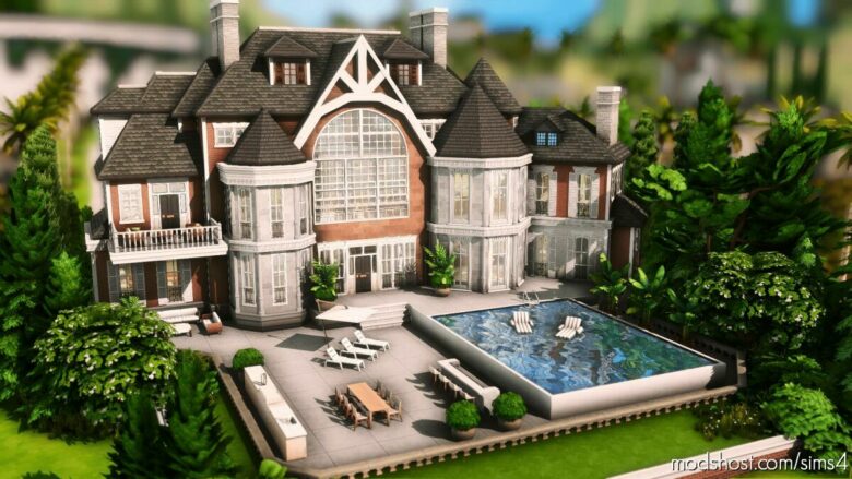 Hamptons Mansion – NO CC for The Sims 4