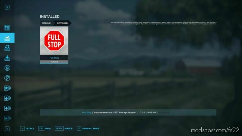 Full Stop Mod for Farming Simulator 22