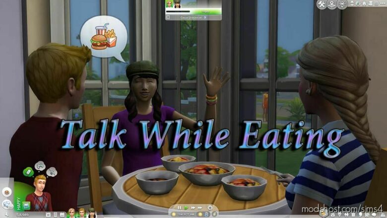 Talk While Eating for The Sims 4