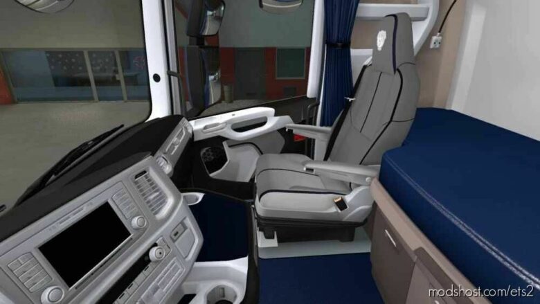 Scania S & R White – Black – Blue Interior [1.43] for Euro Truck Simulator 2