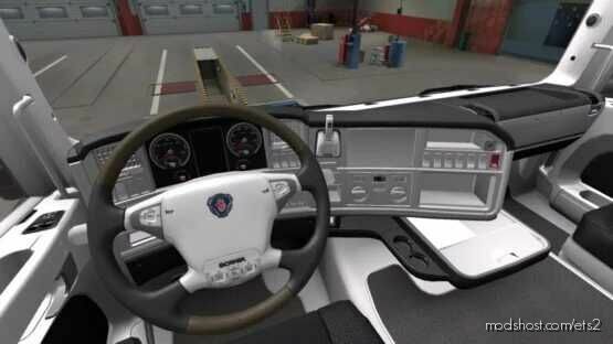 Scania R White – Black Interior [1.43] for Euro Truck Simulator 2