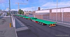 China Green Flatbed Trailer Road Train [1.43] for Euro Truck Simulator 2
