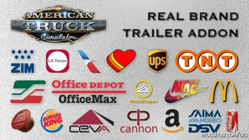 Real Brands AI Trailer Addon V2.0 for American Truck Simulator