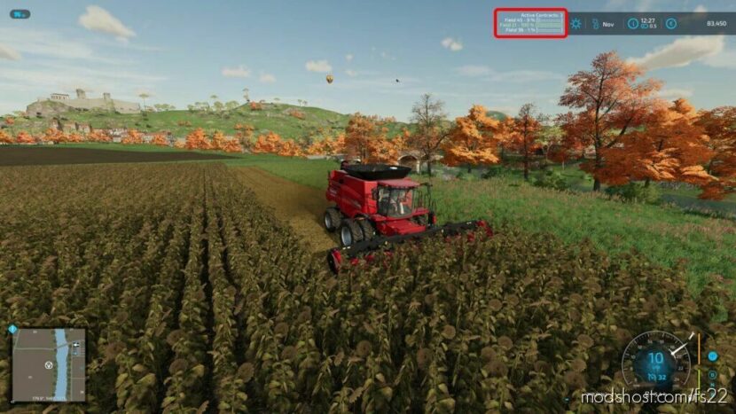 Contract HUD for Farming Simulator 22