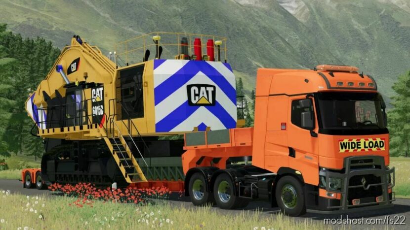 CAT 6015B + 5 Axle LOW Loader for Farming Simulator 22