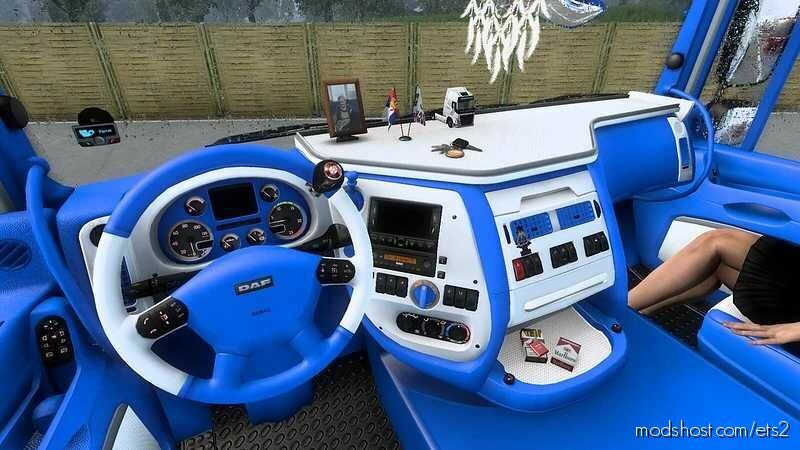 DAF XF 105 Blue & White Interior [1.43] for Euro Truck Simulator 2