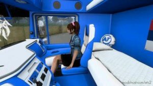 ETS2 DAF Mod: XF 105 Blue & White Interior 1.43 (Image #2)