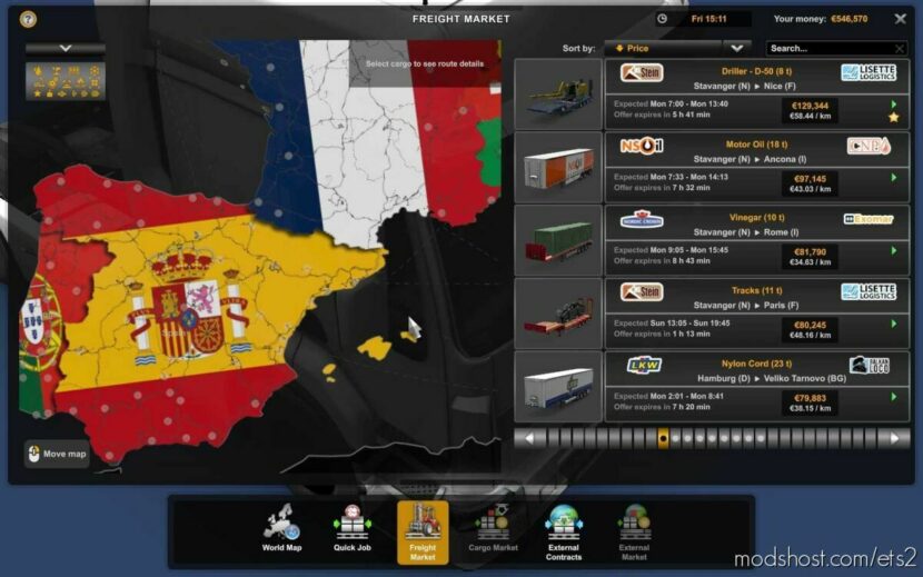 Europe Map Background With Flags for Euro Truck Simulator 2