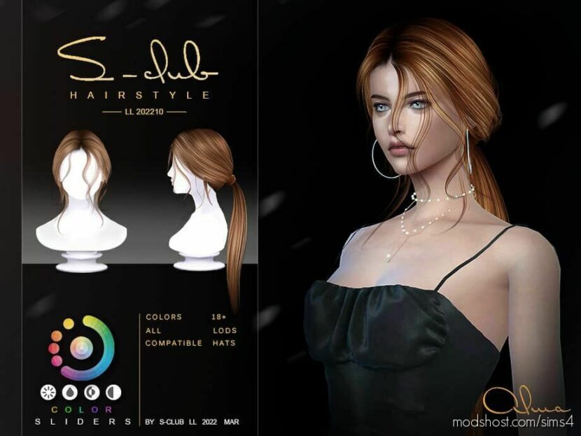 Long Straight Ponytail for The Sims 4
