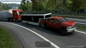 Dodge RAM 2500 + Trailers Hauler And Livestock In Traffic [1.43] for Euro Truck Simulator 2