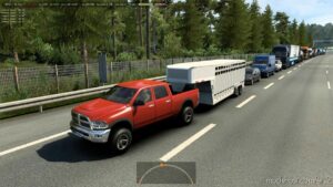 ETS2 Dodge Mod: RAM 2500 + Trailers Hauler And Livestock In Traffic 1.43 (Image #3)