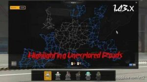 Highlighting Unexplored Roads V0.8.5 for Euro Truck Simulator 2