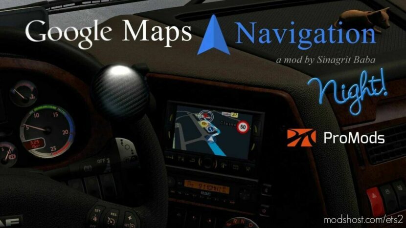 Google Maps Navigation Night Version For Promods V2.8 for Euro Truck Simulator 2