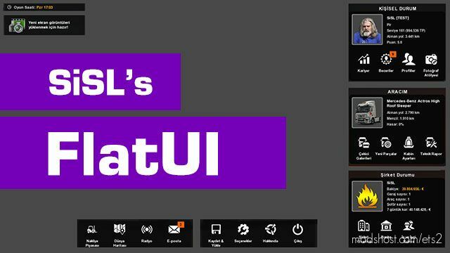 SiSL’s FlatUI v1.43x for Euro Truck Simulator 2