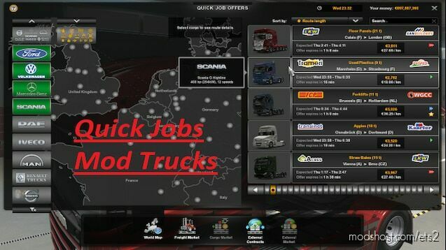 Quick Jobs Modded Trucks v2.0 for Euro Truck Simulator 2
