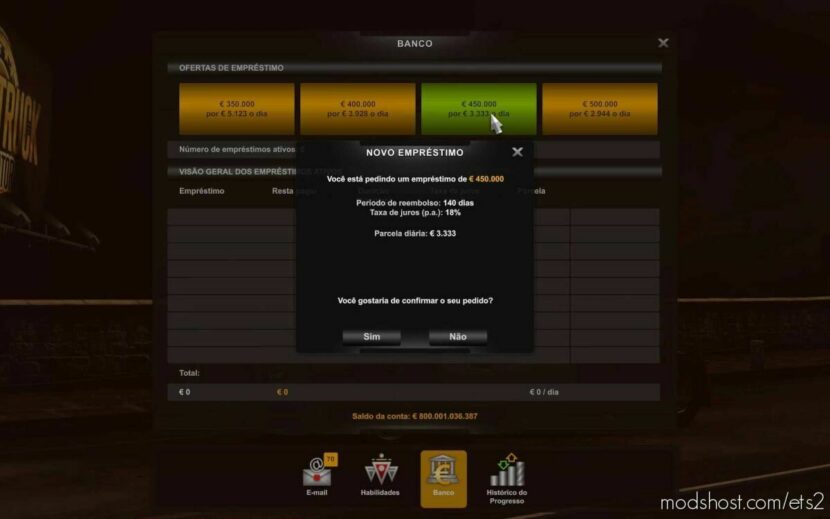 Bank With More Money And Time To PAY [1.44] for Euro Truck Simulator 2