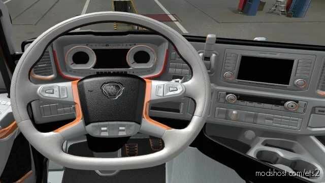 Scania S 2016 Interior White & Orange V1.1 for Euro Truck Simulator 2