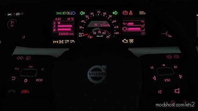 Volvo FH Pink Dashboard V1.2.0 for Euro Truck Simulator 2