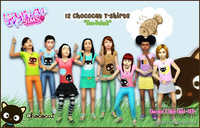 Chococat T-Shirts for girls for Sims 4