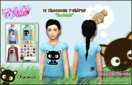 Sims 4 Kid Clothes Mod: Chococat T-Shirts for girls (Image #2)