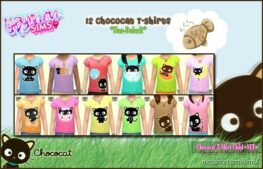 Sims 4 Kid Clothes Mod: Chococat T-Shirts for girls (Image #3)